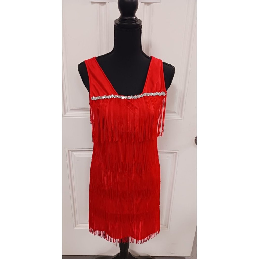 Spirit Halloween Red Flapper Costume Dress Retro 1920's Adult Size Small